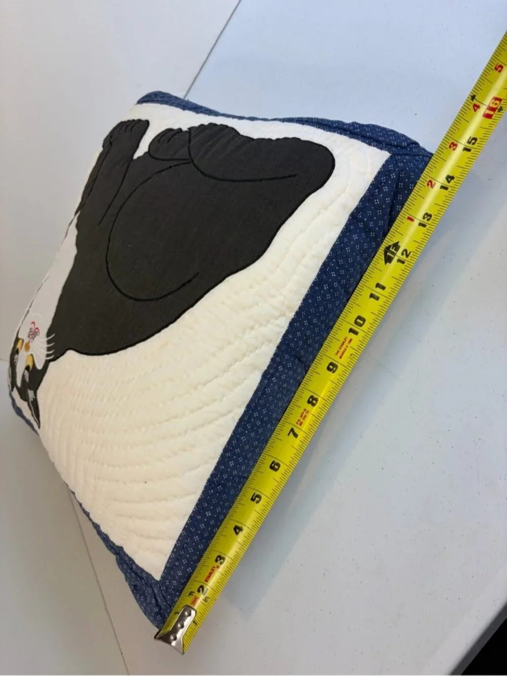 Vintage Quilted Tuxedo Cat Pillow Folk Cottagecore Country Farmhouse Cats Decor
